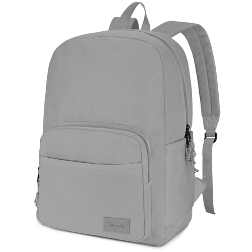 VASCHY School Backpacks, Lightweight Bookbag Schoolbag for Boys Girls Casual Basic Simple Daypack for Men Women Gray - color: Gray