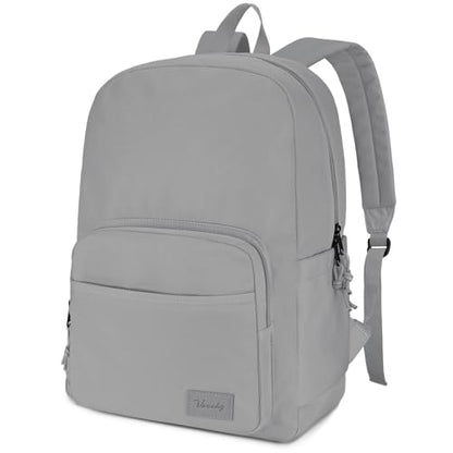 VASCHY School Backpacks, Lightweight Bookbag Schoolbag for Boys Girls Casual Basic Simple Daypack for Men Women Gray - color: Gray