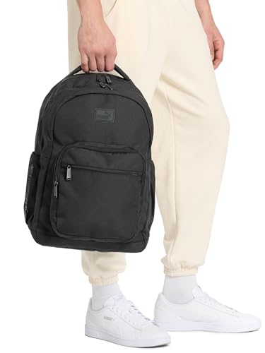 PUMA Prose Backpack with Padded Adjustable Straps, Laptop Sleeve & Water Bottle Pockets, Black/Silver, One Size - color: Black/Silver