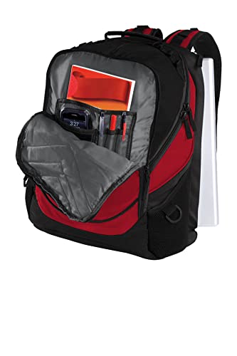 TEEAMORE Custom Travel Laptop Backpack Add Your Embroidered Text Computer Water Resistant Bag Chili Red Black - color: Chili Red Black, size: 17 inch - Add Your Text