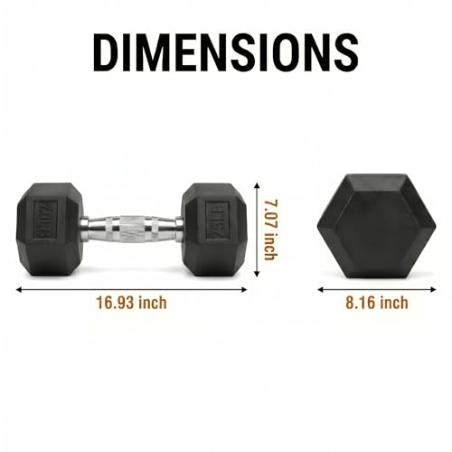 5-550 lb Rubber Hex Dumbbell Set, Heavy-Duty Free Weights for Home Gym Strength Training, Muscle Building & Full Body Workouts, No Rack Included - size: 75 lb, Pair