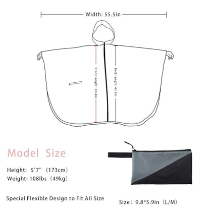 Fashion Hooded Rain Poncho Waterproof Raincoat Jacket with pocket for Women/Men/Adult - color: Gradient Gray