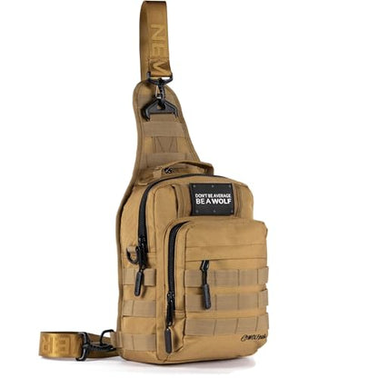 WOLFpak Tactical Sling Bag for Concealed Carry, EDC | Everday Crossbody Daypack - color: Khaki