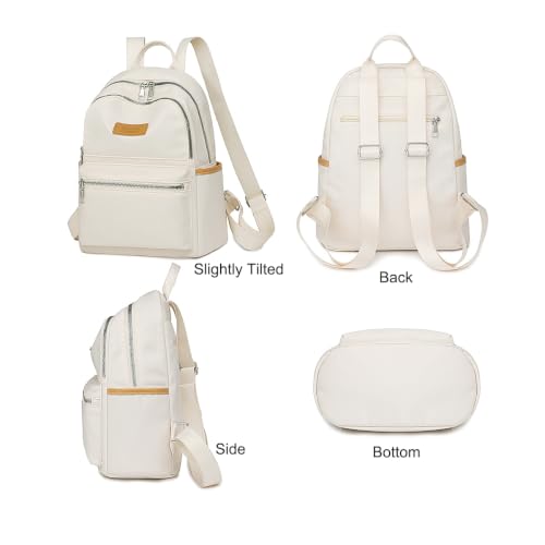 Backpack with Casual Aesthetic Daypack Simple Laptop Bag Waterproof Travel Rucksack for Women(White) - color: White