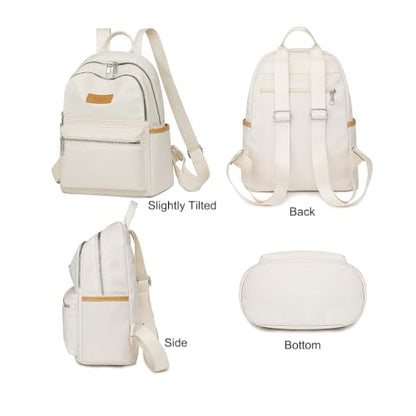 Backpack with Casual Aesthetic Daypack Simple Laptop Bag Waterproof Travel Rucksack for Women(White) - color: White
