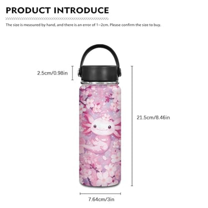 Flashideas Cherry Blossom Axolotl Backpack for Girls Kids Backpack with Lunch Box 32 oz Water Bottle and Water Bottle Holder 4Pcs Set 17" Large Capacity Elementary Bookbag with Compartments for School - color: Cherry Blossom Axolotl-7