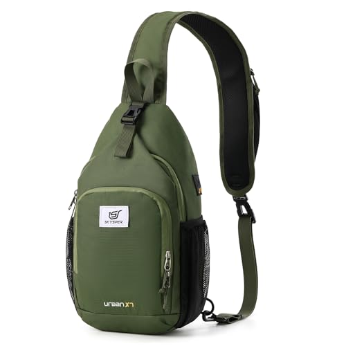 SKYSPER Sling Bag RFID Crossbody Sling Backpack Cross Body Shoulder Bag Travel Hiking Daypack for Women Men(Army Green) - color: Army Green