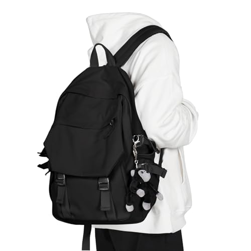 coowoz School Backpack for Men Women College Bookbag Waterproof Lightweight Black Backpack Mochilas Book Bag Rucksack Casual Daypack School Bag for Boys Girls - color: Black, size: Small