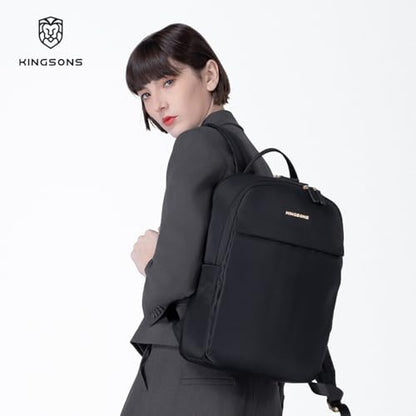 Kingsons Slim Travel Backpack With Luggage Strap,Black Business Backpack, Waterproof Nylon Commuter Bag for Work & Travel,Hiking, Red，Khaki (KS25002-Black-US-1) - color: Ks25002-black-us-1
