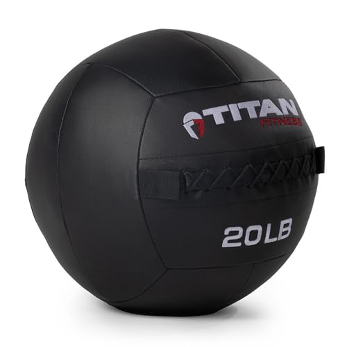 Titan Fitness 20 LB Composite Wall Ball, Soft Shell Poly-Composite Laminate Cross Texture Non-Slip Grip, Tight Stitching, Medicine Ball for Core, Full-Body, Functional Workouts, Exercise Ball