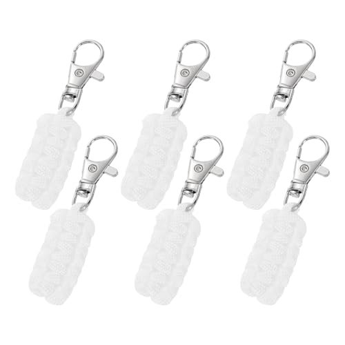 YELARXI Paracord Zipper Pull Polyester Zipper Pulls Replacement Woven Rope with Metal Clasp, 80 mm Length Fit for Backpacks Clothing Luggage Accessories - Cylinder (6 Pack, White) - color: White