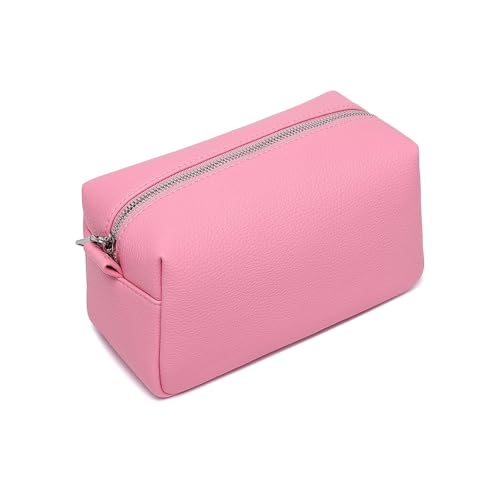PU leather Organizer Bag Lightweight Cosmetic Bag with Ring Clasp Perfect Travel Makeup Bag for Women (Azalea Pink/PU) - color: Azalea Pink/PU