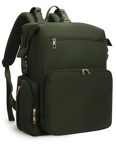 CEI-CEI Neoprene Diaper Bag Backpack Large Newborn Baby Maternity Bags Waterproof Travel Backpack for Mom Dad with Insulated Pockets,Changing Pad - color: Green