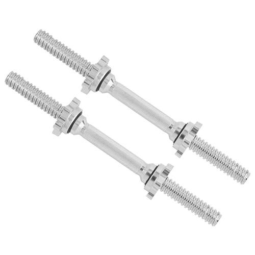 Yes4All Threaded Dumbbell Handles, Adjustable Dumbbell Bar Pair, 14/16/18/24-Inch Sizes, Fits 1" or 1.15" Plates, Non-Slip Grip, Secure Star-Lock Collars - color: 16"- Chrome - Silver, size: 1 inch