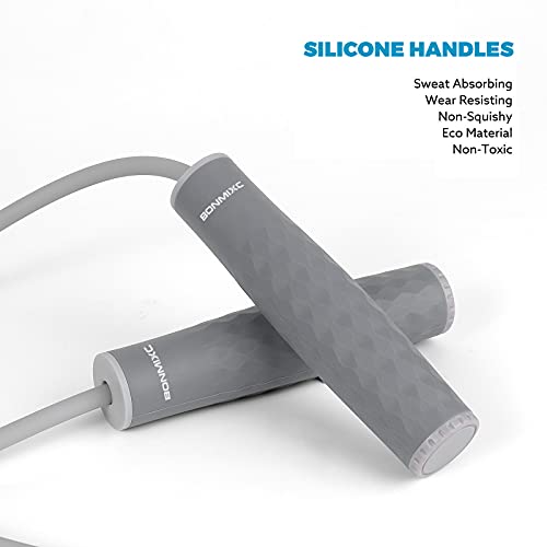 Jump Rope 3 Styles | 1-LB Weighted Jump Rope for Adults Women. || Speed Jump Rope with Ball Bearings for Fitness. ||| Lightweight Skipping Ropes (2 Pack) for Kids and Adult Beginners. - color: 1LB Weighted Gray (1 Pack)
