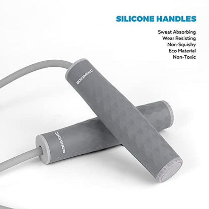 Jump Rope 3 Styles | 1-LB Weighted Jump Rope for Adults Women. || Speed Jump Rope with Ball Bearings for Fitness. ||| Lightweight Skipping Ropes (2 Pack) for Kids and Adult Beginners. - color: 1LB Weighted Gray (1 Pack)
