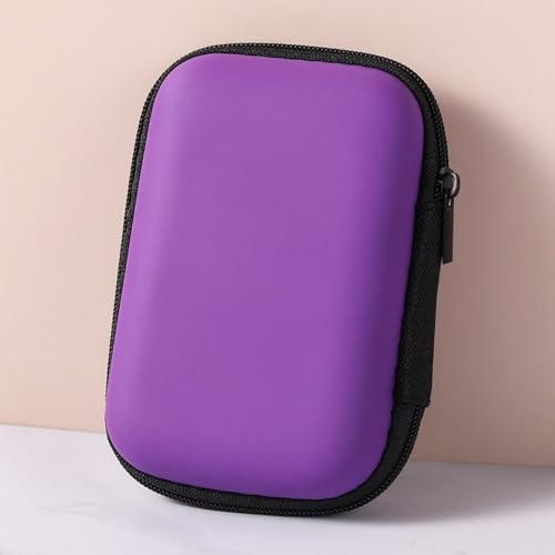 Mini Portable Cable Storage Bag, Zipper Electronic Organizer Pouch with Mesh Pocket, Travel Storage Case for Earphone, Headphone, SD TF Card, USB Flash Disk, Charger Accessories Purple - color: purple