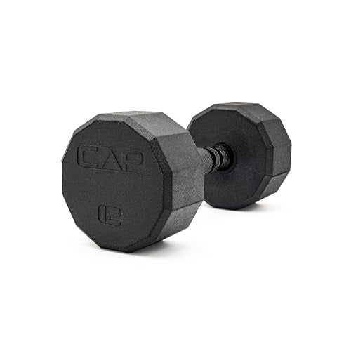 CAP Barbell Coated Hex Dumbbell Weight - Single | 10-120 lbs | Multiple Options - size: 12 lb, style: 12-Sided - Black Handle