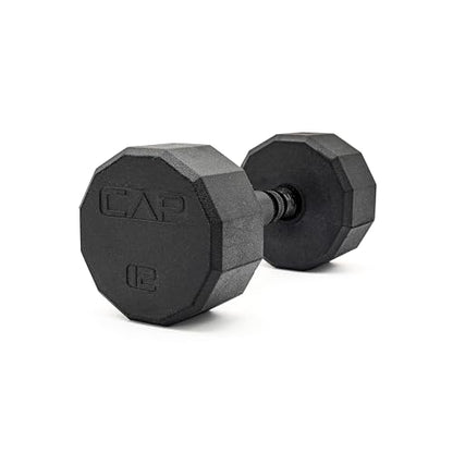 CAP Barbell Coated Hex Dumbbell Weight - Single | 10-120 lbs | Multiple Options - size: 12 lb, style: 12-Sided - Black Handle