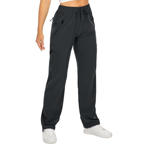 Womens Hiking Pants Quick Dry UPF 50 Lightweight Travel Golf Cargo Safari Pants Zipper Pockets - color: Dark Grey, size: X-Small Petite
