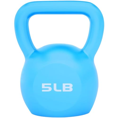 Kettlebell Weights Women's Fitness Shaping Kettle Bells, Gym Strength Training Dumbbell, Swing/Deadlift/Squat, Protect The Floor(Light Blue-5LB) - color: Light Blue-5lb