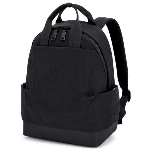 Backpack for Women Fashion Small Bookbag, Water Resistant Lightweight Nylon Daypack for Travel, Hiking & Daily Use - color: Black