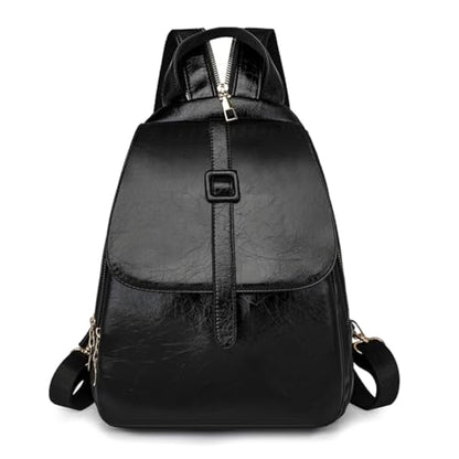YANAER Mini Backpack for Women PU Leather Anti-theft Small Fashion Cute LightWeight Daypack for Work Travel Daily Black - color: Black