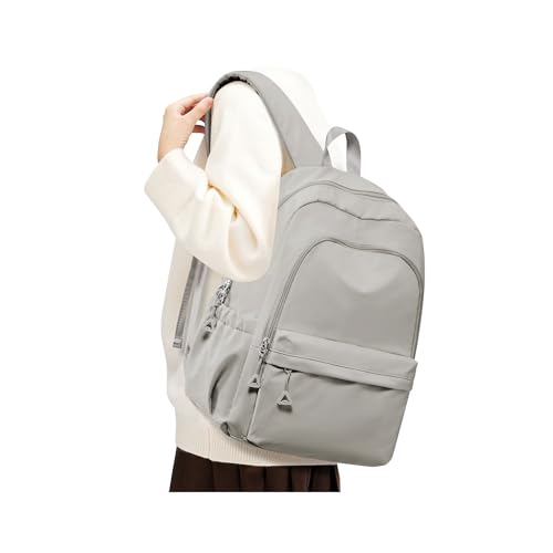 Small Grey Backpack for School Women Girls, Waterproof Bookbag Cute High School Backpack for Men Teen Boys, Lightweight Travel College Back Pack Mochilas Escolares para Casual Daypack - color: A0-grey