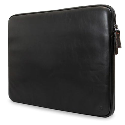 Casemade Real Leather Laptop Case/Zipped Folio Bag with Inner Pocket & Wool Lining Compatible with Apple MacBook, HP, Dell, Asus, Levovo (14 Inch - Black) - color: Black, size: 14 Inch
