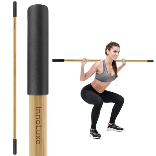 Mobility Yoga Stick for Home and Gym, Natural Bamboo Yoga Stick, Stretching Stick, Premium Stretch Bar with Comfy Grips, Physical Therapy Stick, Exercise Stick for Stretching, Workout Posture Corrector Stick