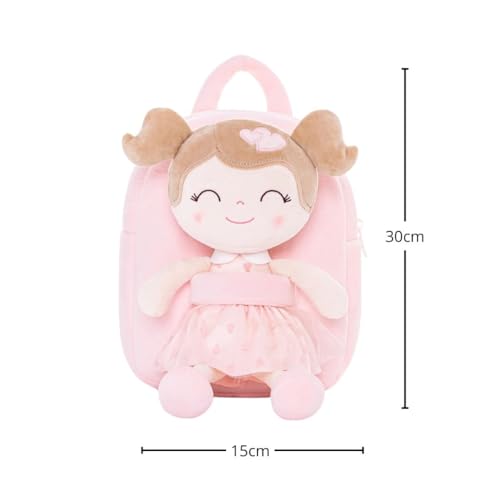 Gloveleya Toddler Backpack Baby Girl Gift Plush Bag Diaper Bag with Pink Flocking Heart Girl Backpack - color: A036 Pink Heart Backpack, size: 9 inches