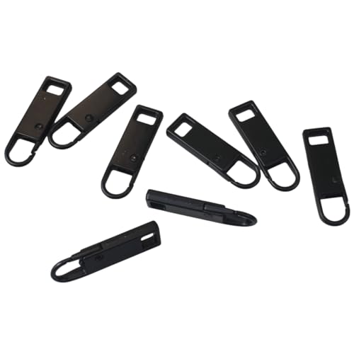 OZXNO 8pcs Detachable Metal Zipper Pull/Tab Black Zipper Handle Mend Fixer Replacement for Luggage Clothing Backpacks Boots
