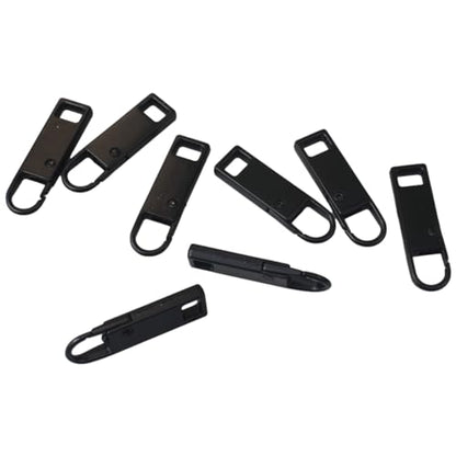 OZXNO 8pcs Detachable Metal Zipper Pull/Tab Black Zipper Handle Mend Fixer Replacement for Luggage Clothing Backpacks Boots