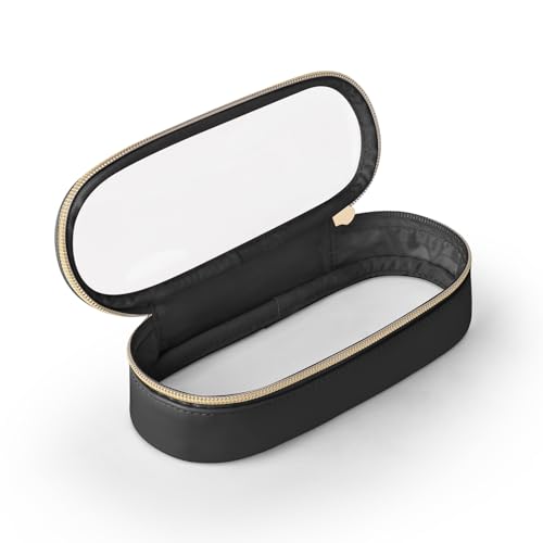 Soimeat Clear Travel Makeup Brush Holder, Leather Makeup Brush Toiletry Bag, Portable Cosmetic Brush Case, Transparent Waterproof Makeup Brush Storage Bag, Black - color: Black, size: Small