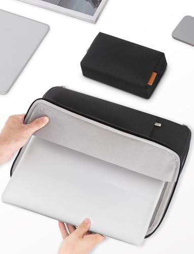 DOMISO Laptop Case Laptop Sleeve Cover Compatible with 15 inch MacBook Air M4/A3241 2025, M3/A3114,M2/A2941,15 inch MacBook Pro A1990 A1707,Compatible with Dell XPS 15 Plus with Small Case,Black - color: Black, size: 14 inch