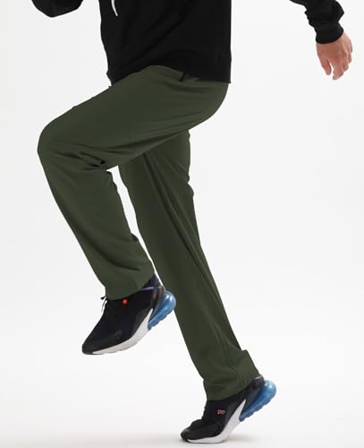 Men's Elastic Waist Hiking Pants Water Resistant Quick-Dry Lightweight Outdoor Sweatpants with Zipper Pockets - color: Armygreen, size: Small