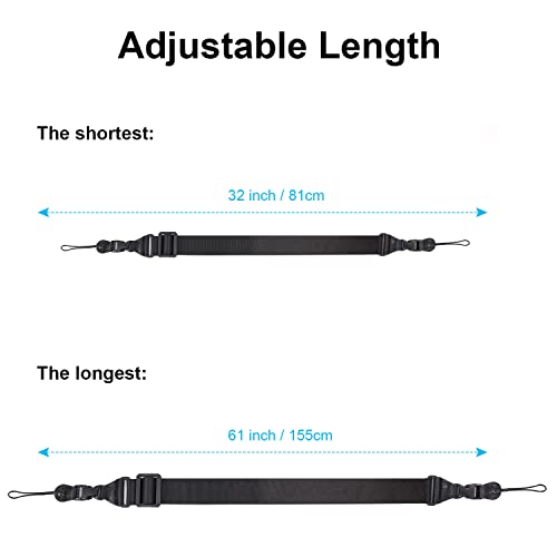 [2 Pack] Replacement Shoulder Strap Universal Adjustable Shoulder Strap for Laptop iPad Tablet Phone Case Messenger Camera Luggage Duffel Bag, Nylon Neck Strap 32"-61", Black - color: Black-2 Pack