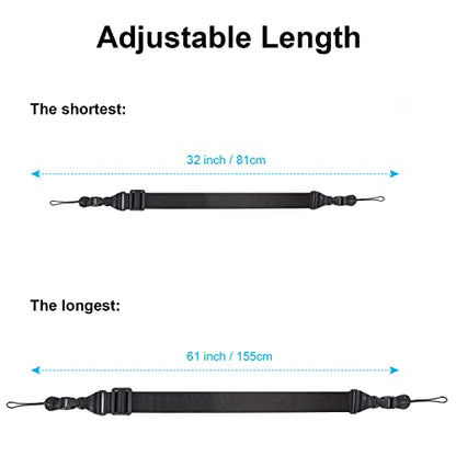 [2 Pack] Replacement Shoulder Strap Universal Adjustable Shoulder Strap for Laptop iPad Tablet Phone Case Messenger Camera Luggage Duffel Bag, Nylon Neck Strap 32"-61", Black - color: Black-2 Pack