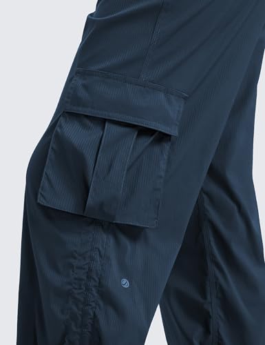 CRZ YOGA Lightweight Cargo Casual Pants for Women 30" - Ruched Straight Leg Travel Athletic Hiking Joggers - color: Ink Blue, size: X-Small