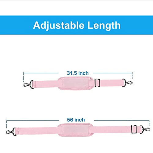 MOSISO 56 inch Shoulder Strap, Adjustable Thick Soft Universal Replacement Non-Slip Fit Padded with Metal Swivel Hooks for Laptop Shoulder Bag/Laptop Messenger Bag/Crossbody Bag, Rose Quartz - color: Rose Quartz