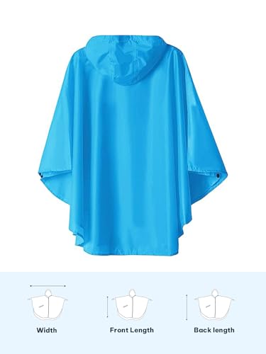 SaphiRose Lightweight Kids Rain Poncho Jacket Waterproof Outwear Rain Coat - color: Blue, size: 13-16 Years