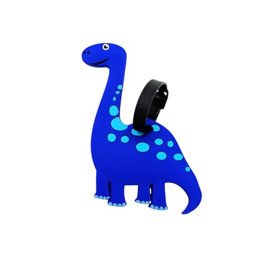 Cute Cartoon Dinosaur Silicone Luggage Tag Fun Triceratops Travel Bag Tag Personalized Labels for Cruise Airport (Blue-Diplodocus) - style: Blue-Diplodocus