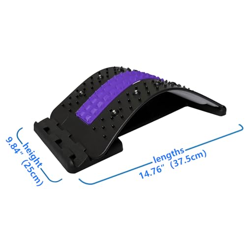 Back Stretcher with Lumbar Support for Back Pain Relief - Dual-Sided 3-Level Adjustable Spinal Decompression lumbar board (Purple) - color: Purple