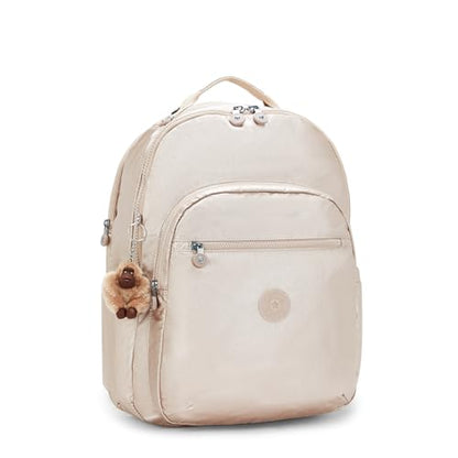 Kipling Women's Seoul Extra Large 17" Laptop Backpack, Durable, Roomy with Padded Shoulder Straps, Built-In Protective Sleeve - color: Quartz Metallic, size: 13.5''L x 17.75''H x 9''D