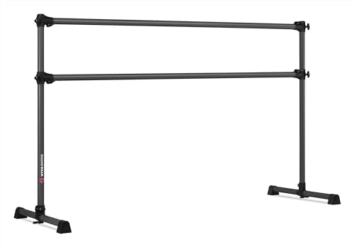 VITA Barre Portable Freestanding Double Ballet Barre, Prodigy, Aluminum | Adjustable Height, USA Made, Home or Gym Exercise Equipment for Kids & Adults | Dance, Fitness, Pilates - color: Dark Mystic Gray, style: 6 Ft
