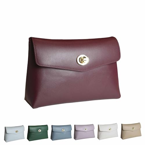 Cosmetic Bag Travel Makeup Pouch Travel Organizer, Zipper Pouch Bags for Women Vegan Leather (No Text, Red) - color: Red