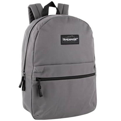 Trail maker Classic 17 inch Backpacks with Adjustable Padded Straps | School Backpacks for Girls, Boys (Grey) - color: Grey