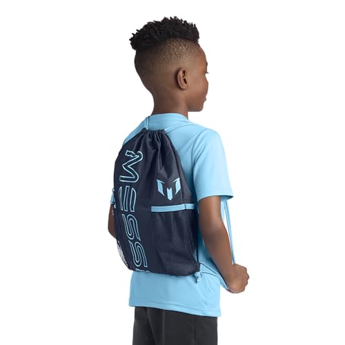 Messi Boys Lifestyle Drawstring Bag, Front & Water Bottle Pocket, Dark Blue