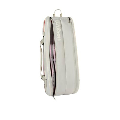 WILSON 2025 Team Tennis Racket Bags - color: Oats/Red, size: Holds up to 6 Rackets