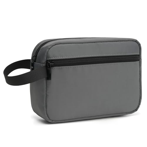 Travel Hanging Toiletry Bag with Carry Handle - Water-Resistant Small Cosmetic Organizer for Men & Women, Makeup, Shaving Kit, Gym & Travel Essentials (Charcoal Gray) - color: Charcoal Gray